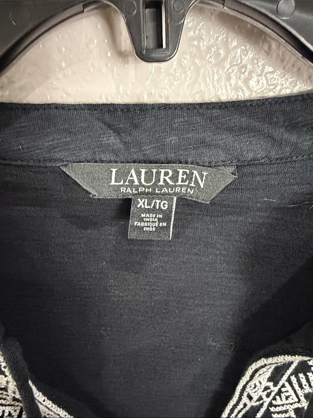 Lauren Ralph Lauren Black Top with White Embroidered Yoke,size XL - Picture 7 of 17